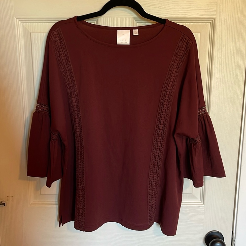 Lauren Conrad. Size XL. Maroon Blouse. Like new - Picture 1 of 4